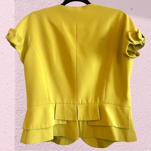 Sandra Angelozzi vintage chartreuse cap sleeve blazer jacket - Picture 5 of 11